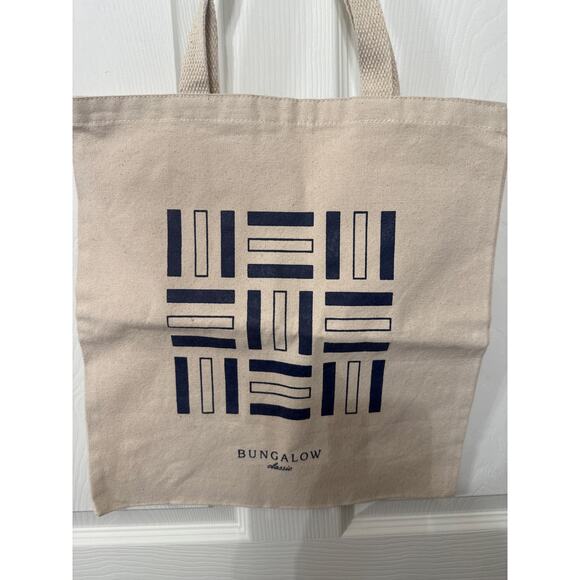 NWOT Bungalow Classic Branded Geometric Printed Shopping Tote Bag - Picture 2 of 5